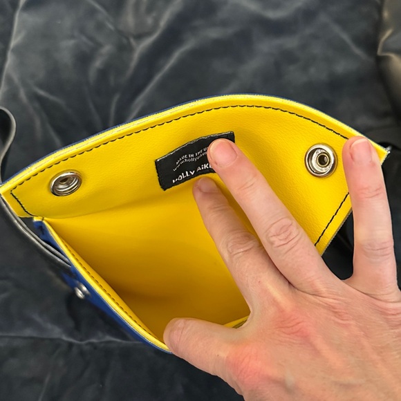 Holly Aiken bookbag and matching wristlet in blue and yellow main image 14